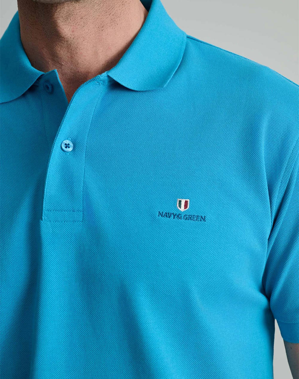 NAVY&GREEN BLUZA POLO MONOCROMA, CUSTOM FIT