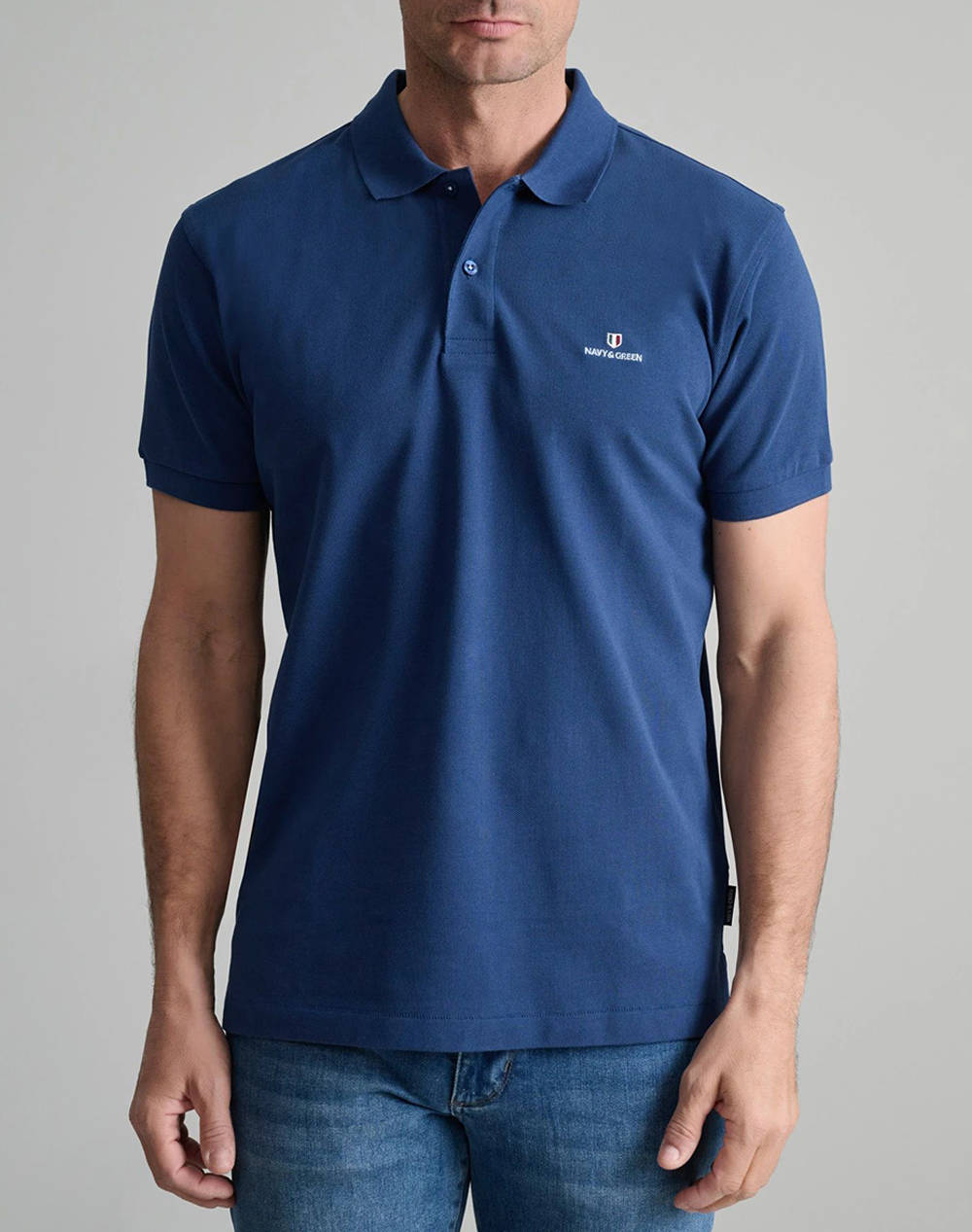 NAVY&GREEN BLUZA POLO MONOCROMA, CUSTOM FIT