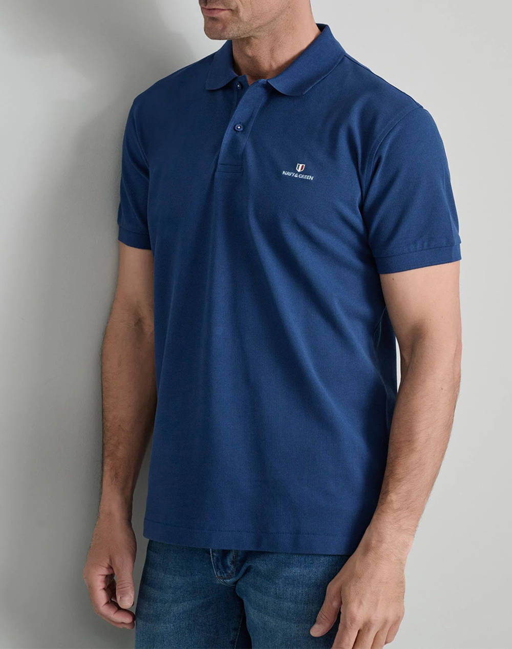 NAVY&GREEN BLUZA POLO MONOCROMA, CUSTOM FIT