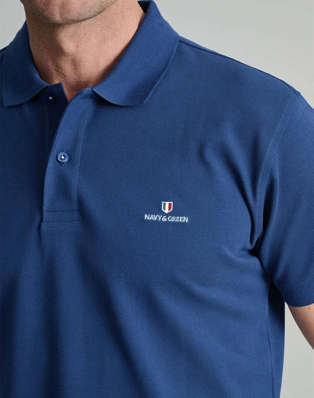 NAVY&GREEN BLUZA POLO MONOCROMA, CUSTOM FIT
