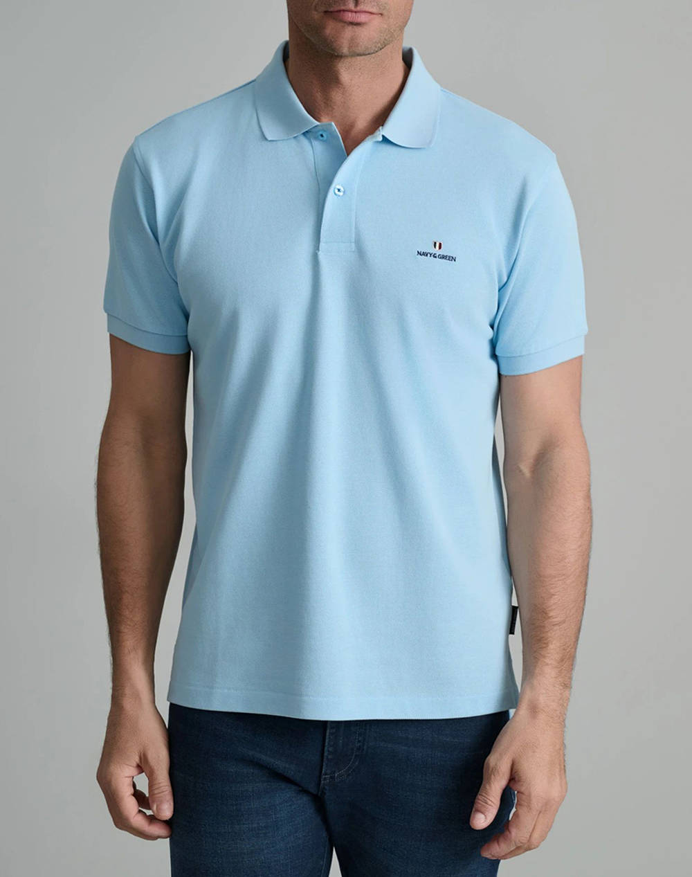 NAVY&GREEN BLUZA POLO MONOCROMA, CUSTOM FIT