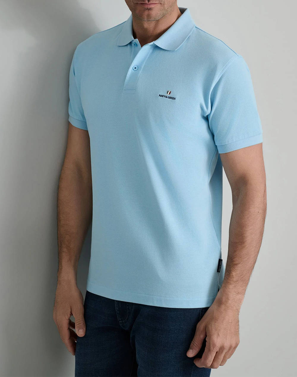 NAVY&GREEN BLUZA POLO MONOCROMA, CUSTOM FIT