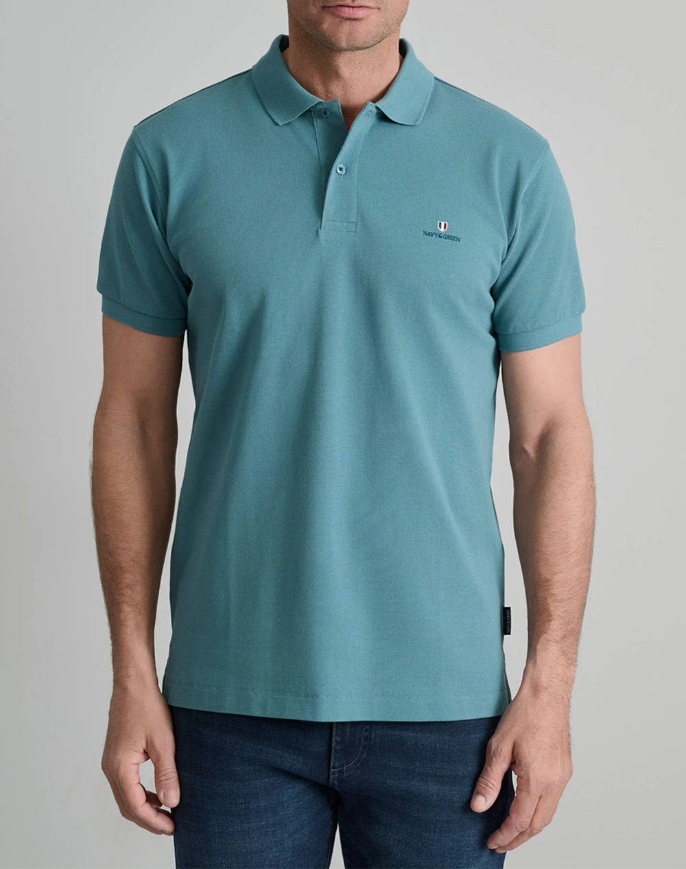 NAVY&GREEN BLUZA POLO MONOCROMA, CUSTOM FIT