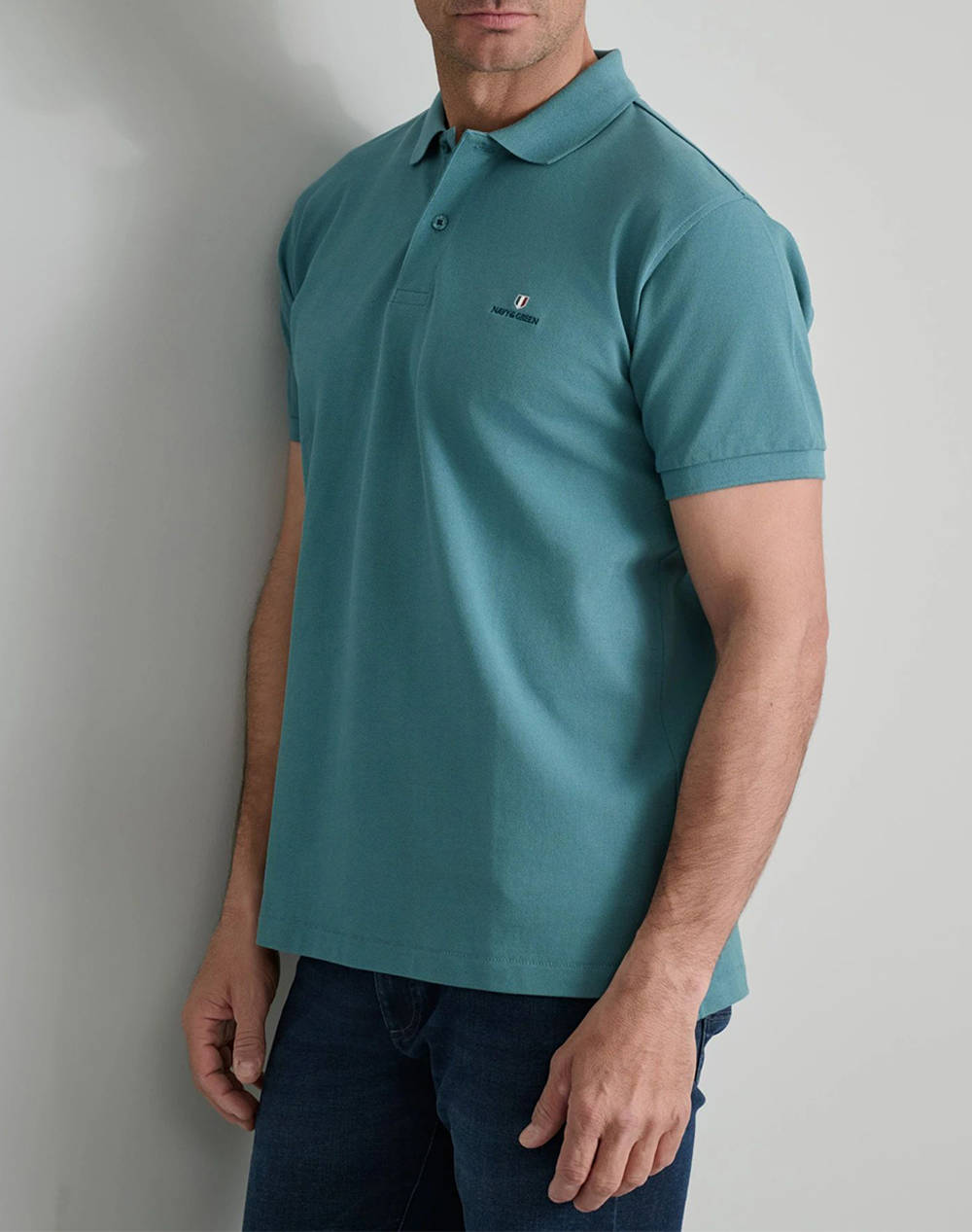 NAVY&GREEN BLUZA POLO MONOCROMA, CUSTOM FIT