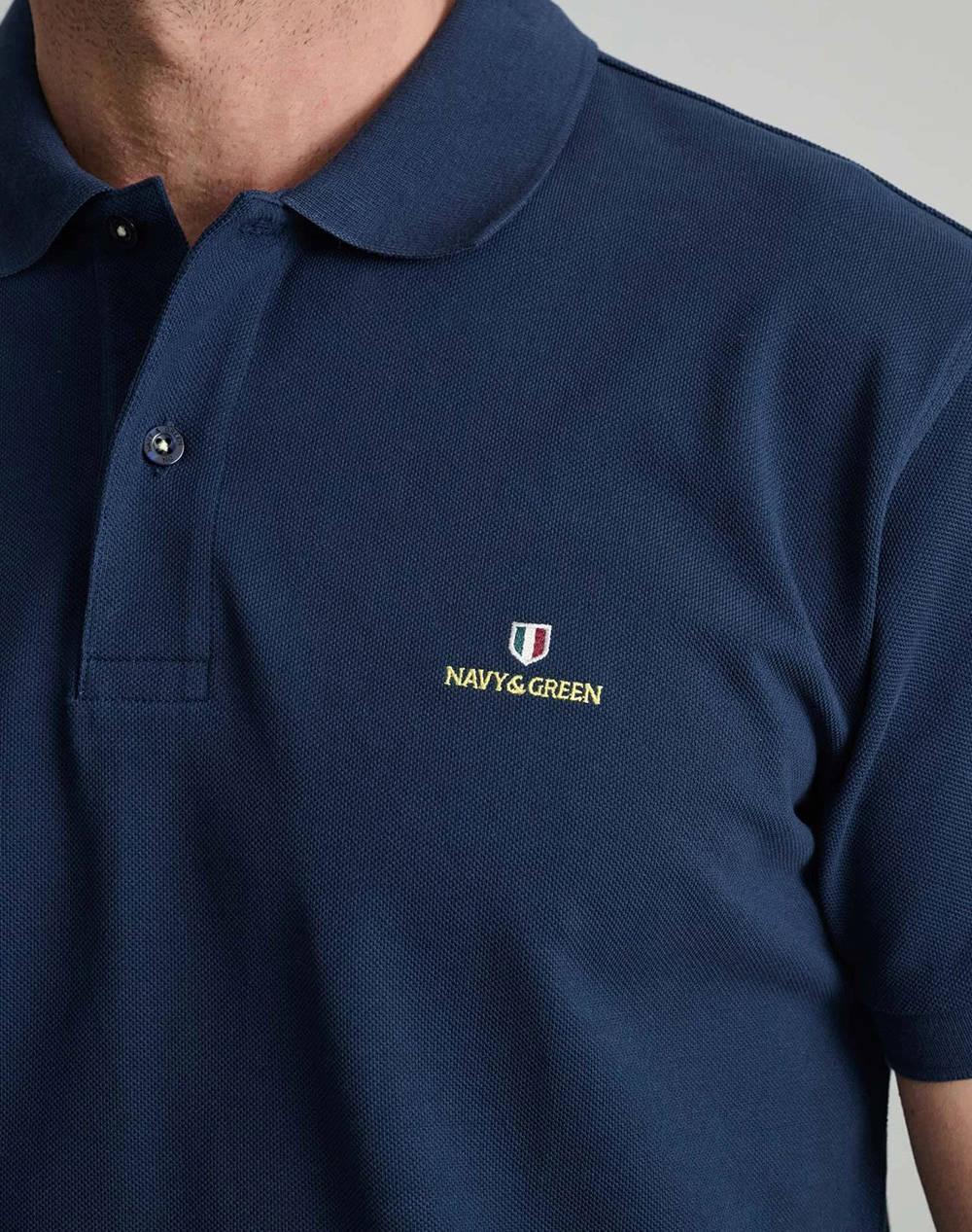 NAVY&GREEN BLUZA POLO MONOCROMA, CUSTOM FIT