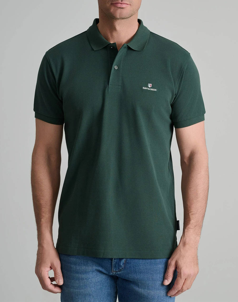 NAVY&GREEN BLUZA POLO MONOCROMA, CUSTOM FIT