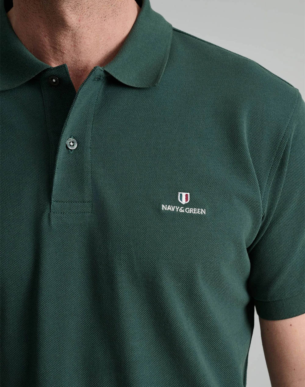 NAVY&GREEN BLUZA POLO MONOCROMA, CUSTOM FIT