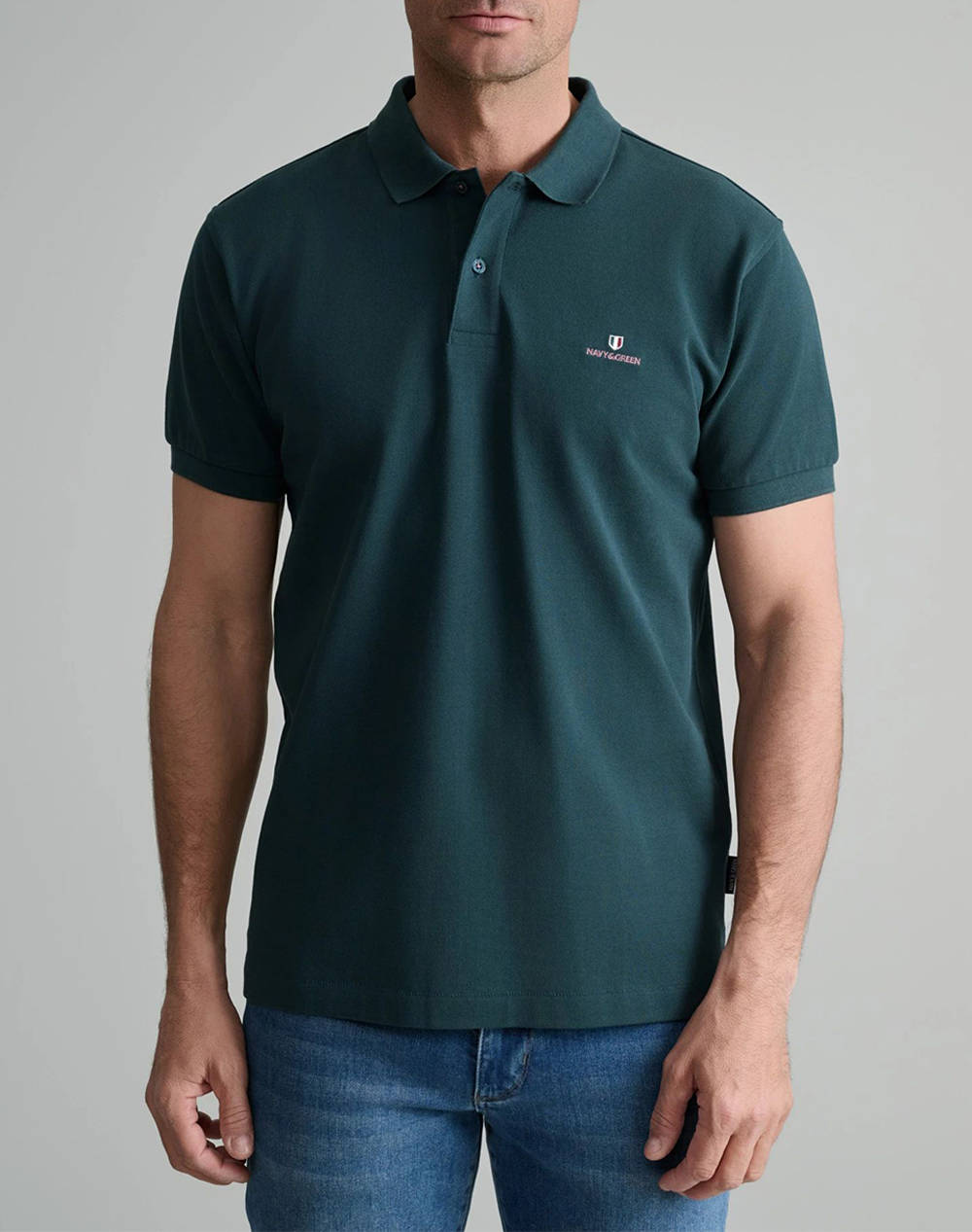 NAVY&GREEN BLUZA POLO MONOCROMA, CUSTOM FIT
