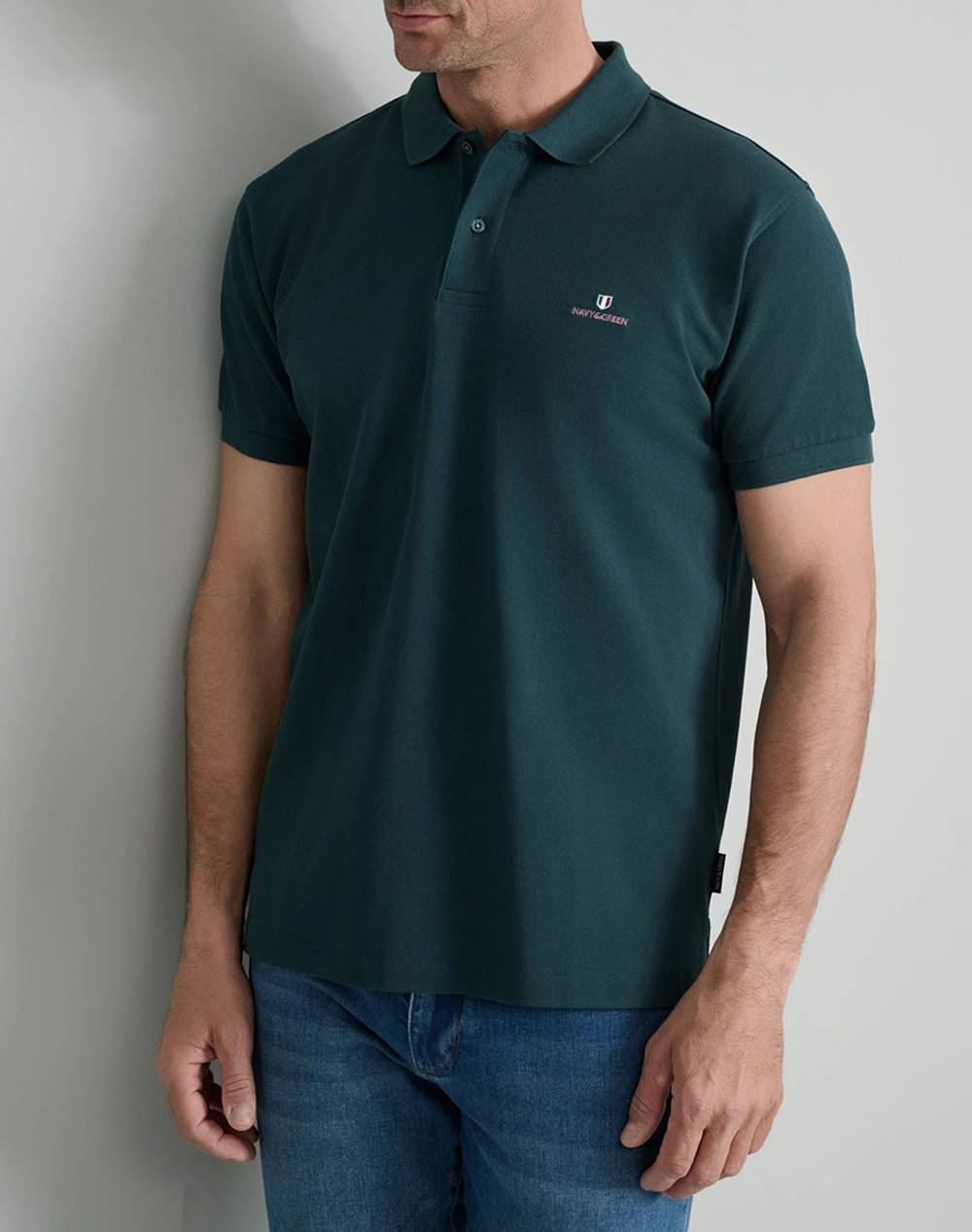 NAVY&GREEN BLUZA POLO MONOCROMA, CUSTOM FIT