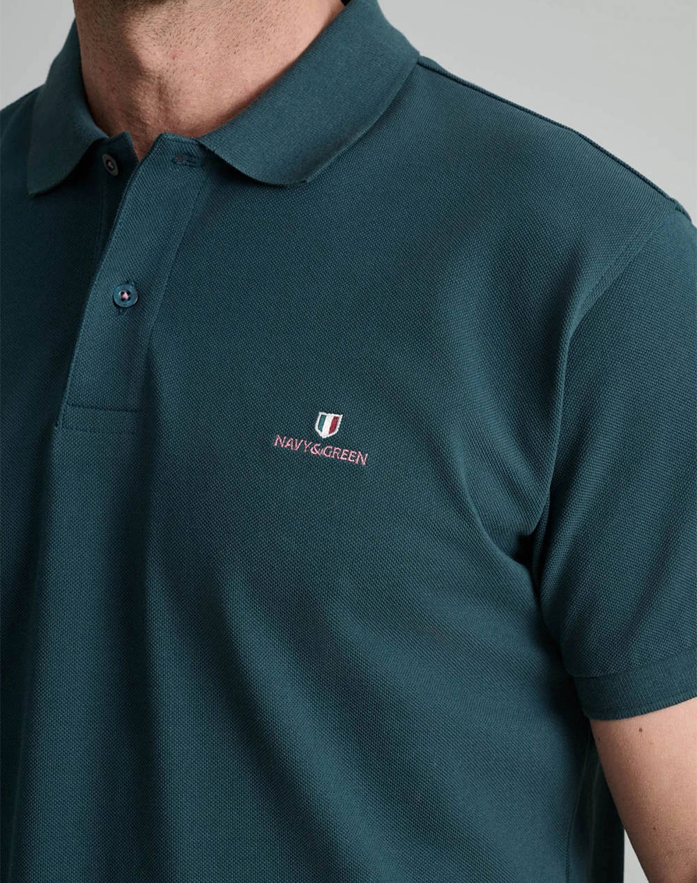 NAVY&GREEN BLUZA POLO MONOCROMA, CUSTOM FIT