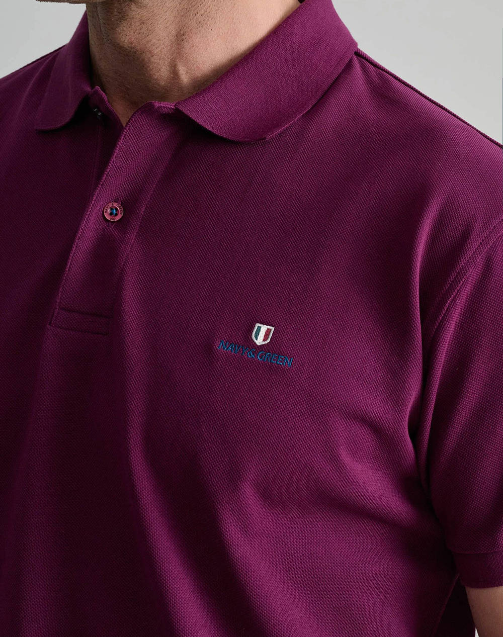 NAVY&GREEN BLUZA POLO MONOCROMA, CUSTOM FIT