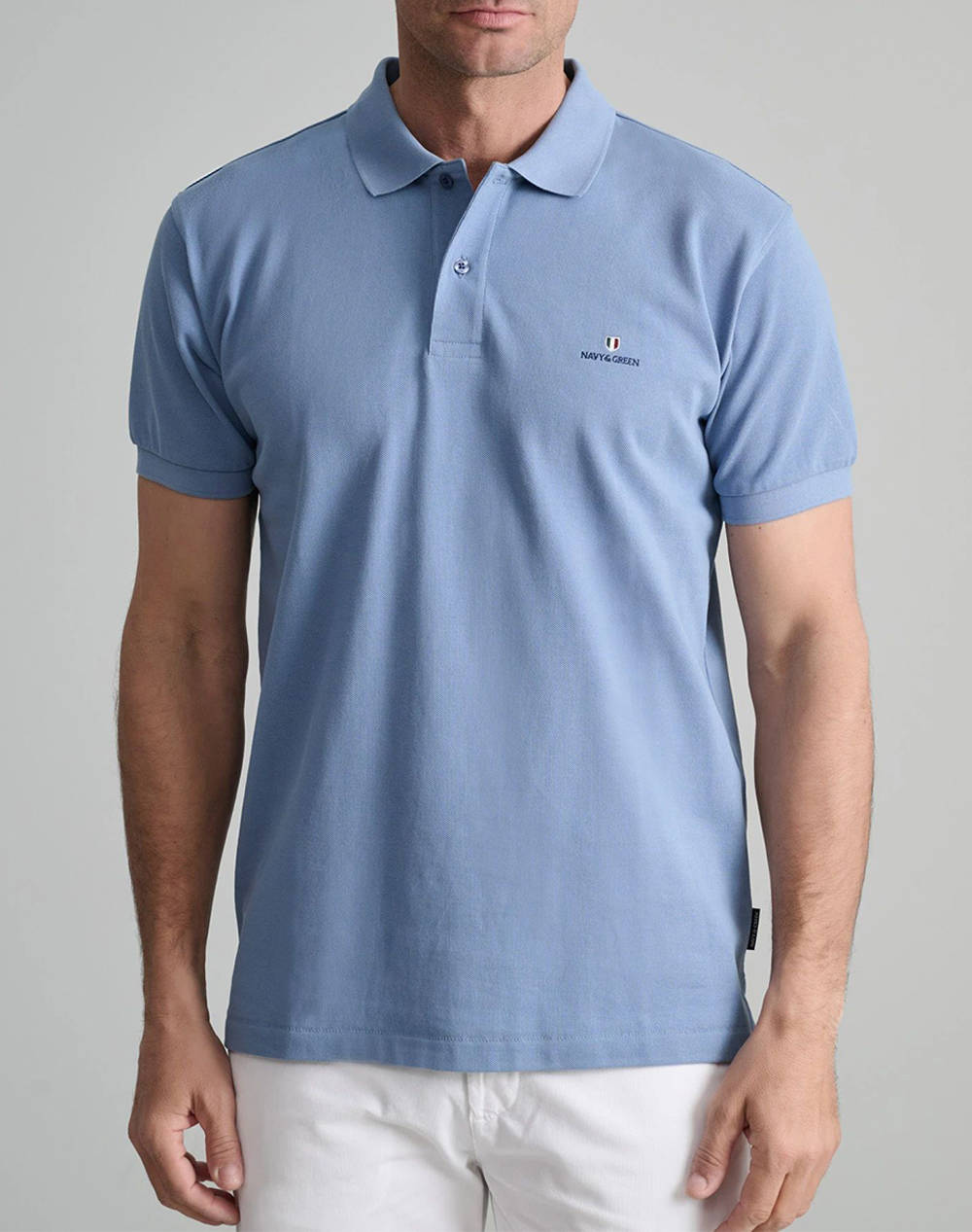 NAVY&GREEN BLUZA POLO MONOCROMA, CUSTOM FIT
