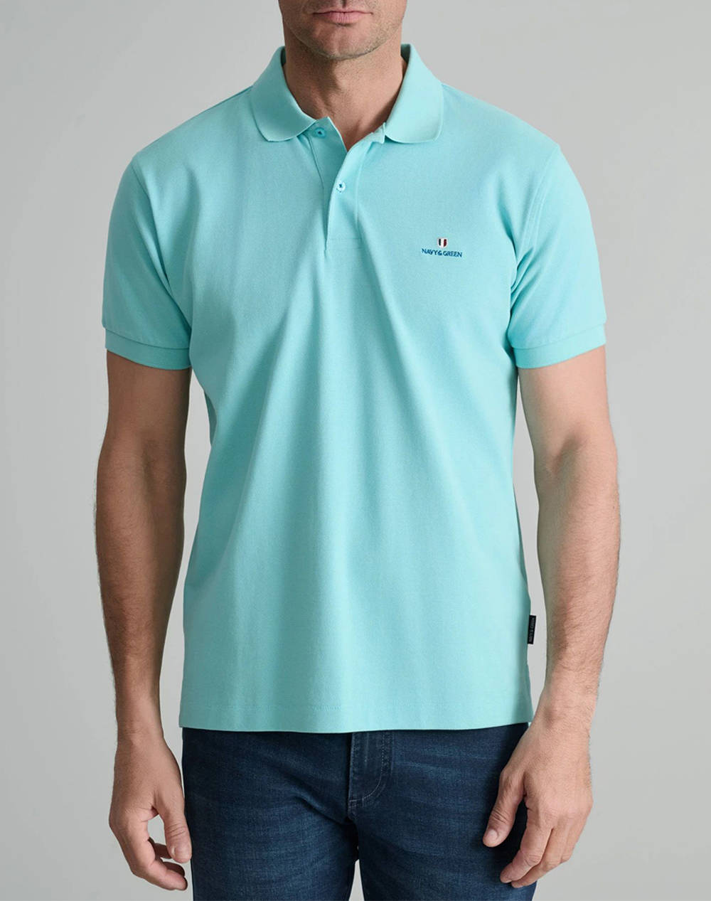 NAVY&GREEN BLUZA POLO MONOCROMA, CUSTOM FIT