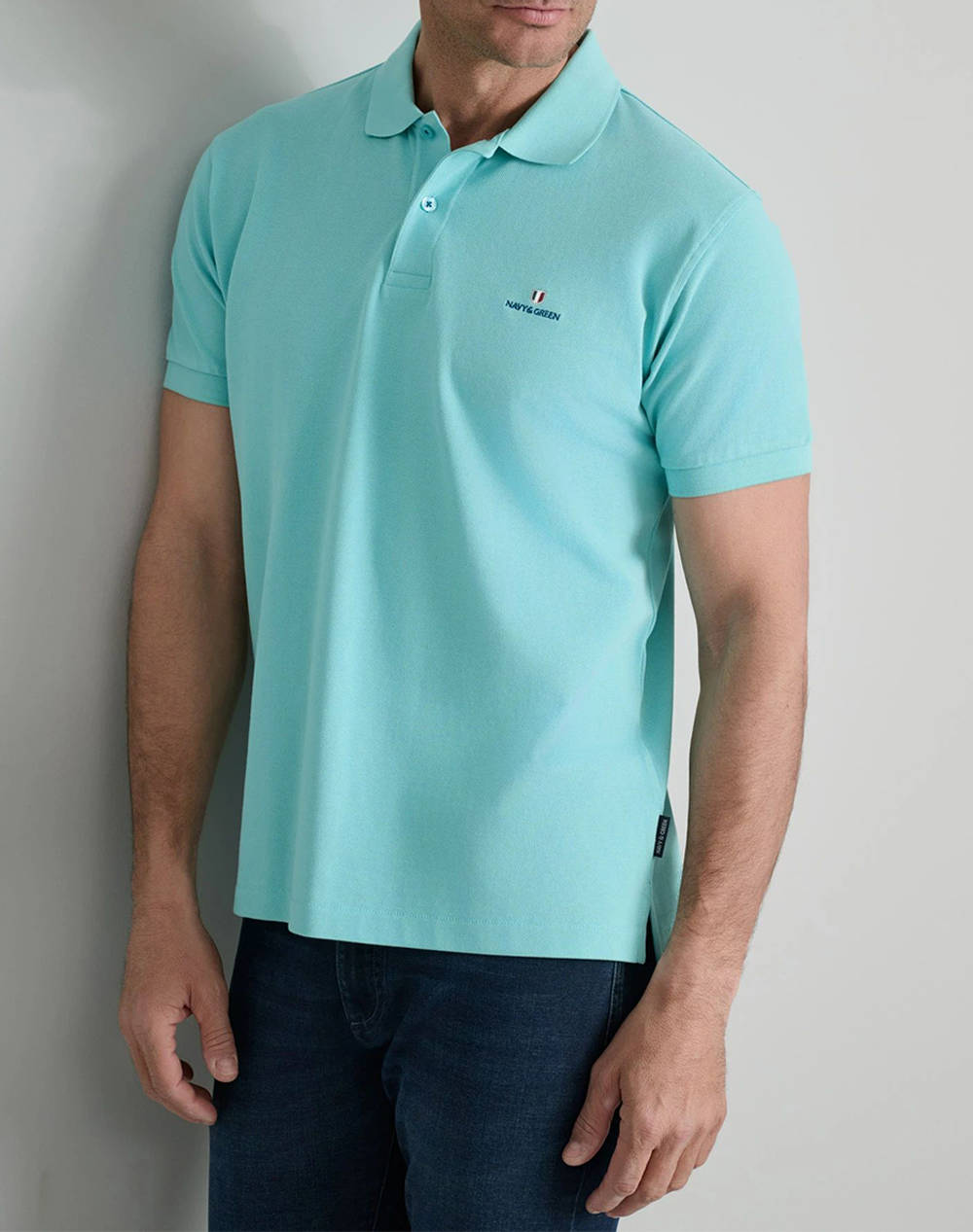 NAVY&GREEN BLUZA POLO MONOCROMA, CUSTOM FIT