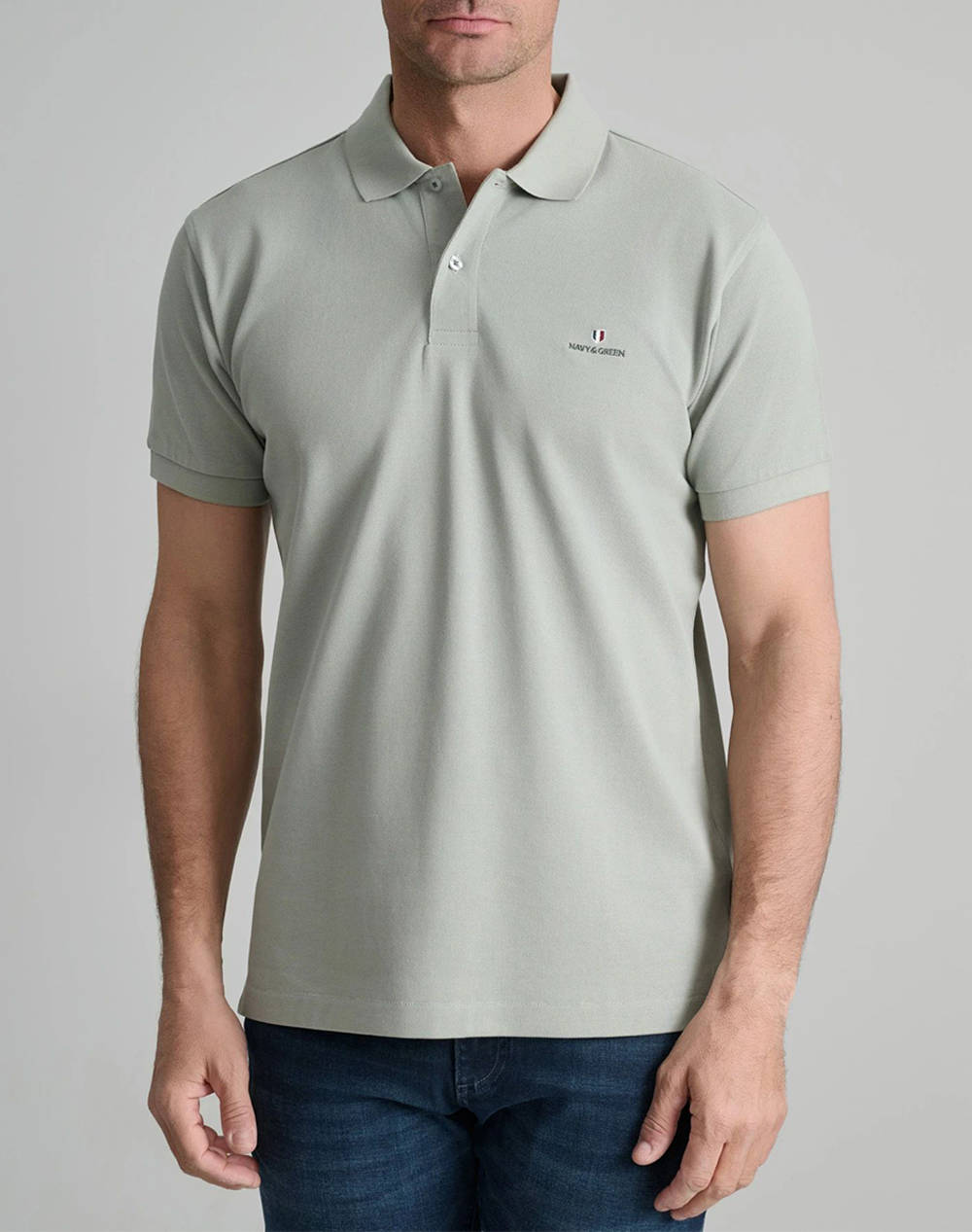 NAVY&GREEN BLUZA POLO MONOCROMA, CUSTOM FIT