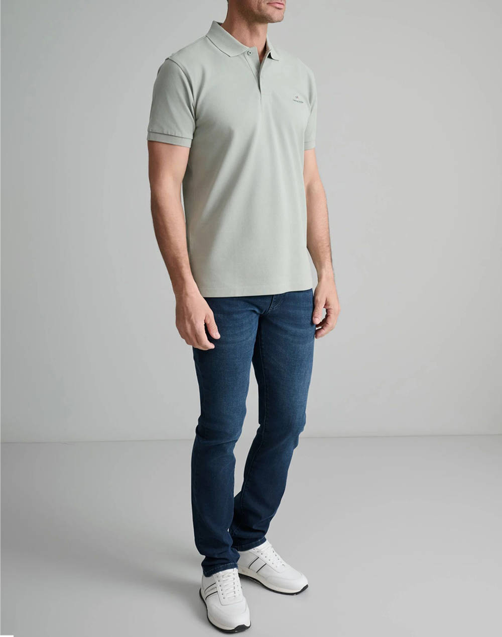 NAVY&GREEN BLUZA POLO MONOCROMA, CUSTOM FIT