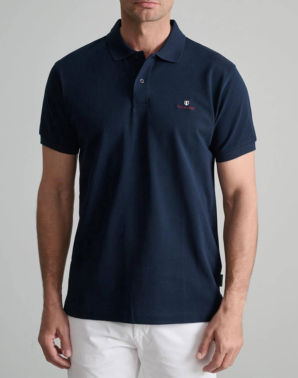 NAVY&GREEN BLUZA POLO MONOCROMA, CUSTOM FIT