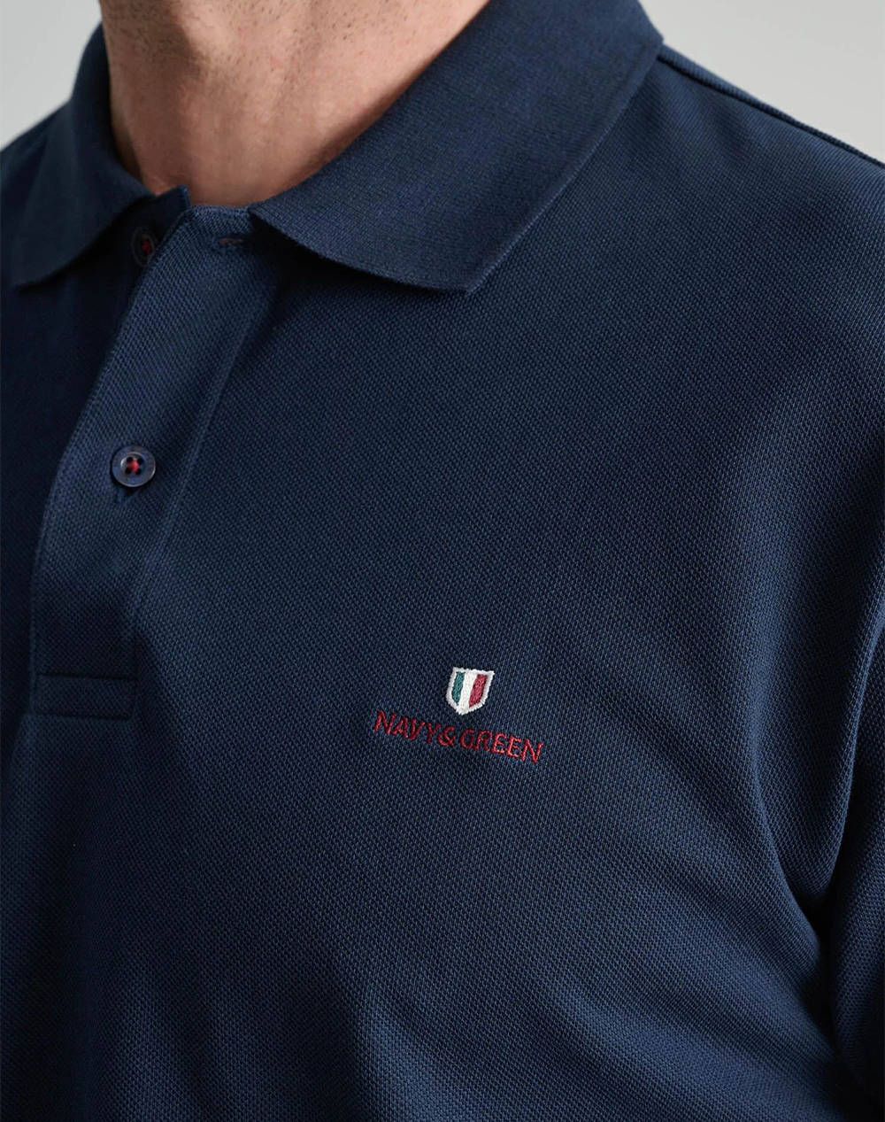 NAVY&GREEN BLUZA POLO MONOCROMA, CUSTOM FIT