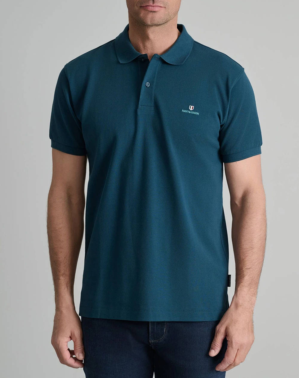 NAVY&GREEN BLUZA POLO MONOCROMA, CUSTOM FIT