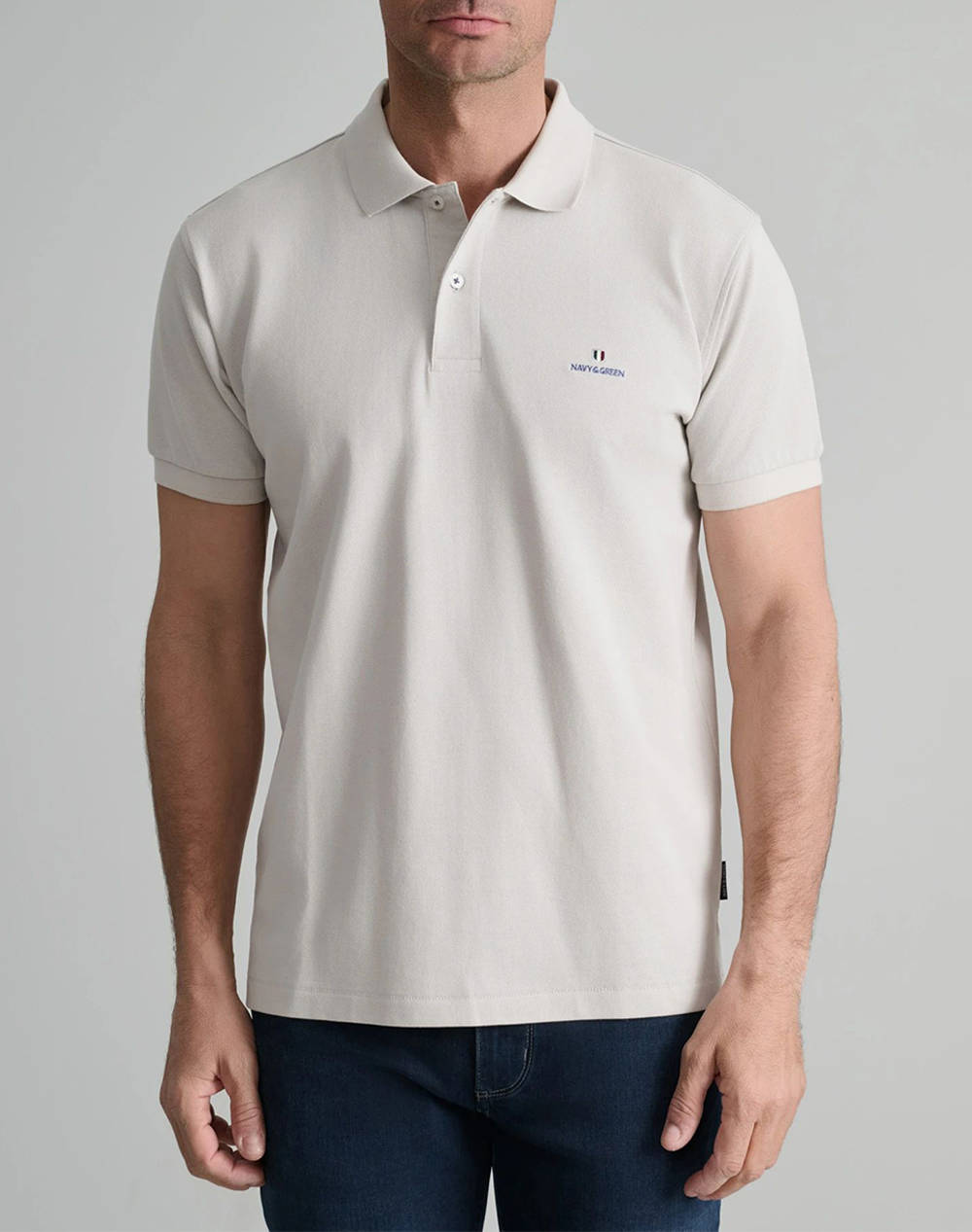 NAVY&GREEN BLUZA POLO MONOCROMA, CUSTOM FIT