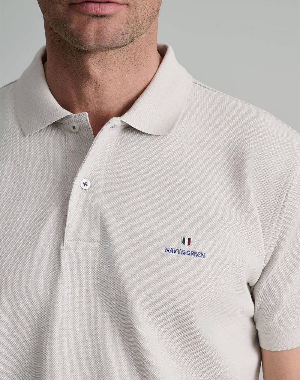NAVY&GREEN BLUZA POLO MONOCROMA, CUSTOM FIT