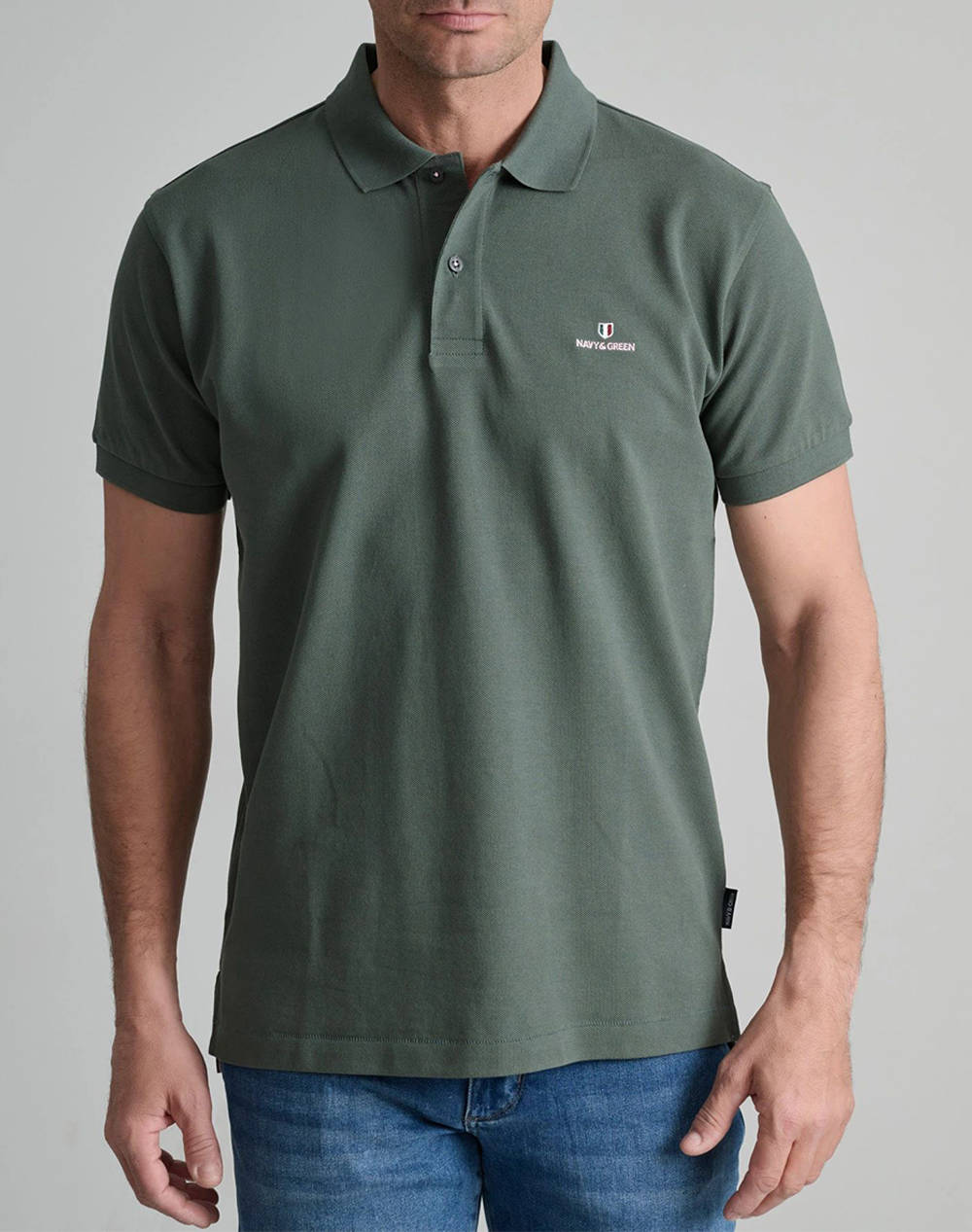 NAVY&GREEN BLUZA POLO MONOCROMA, CUSTOM FIT