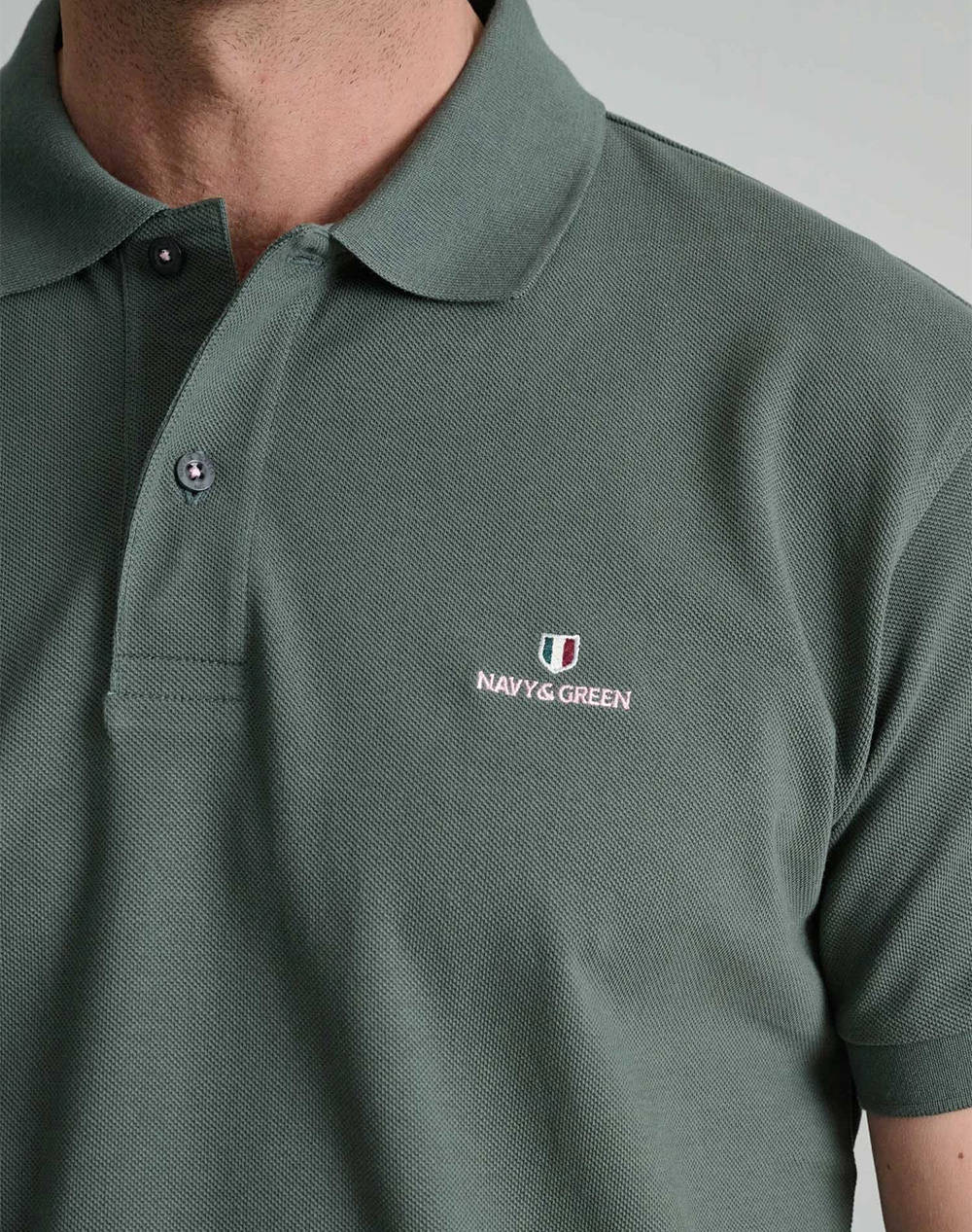 NAVY&GREEN BLUZA POLO MONOCROMA, CUSTOM FIT
