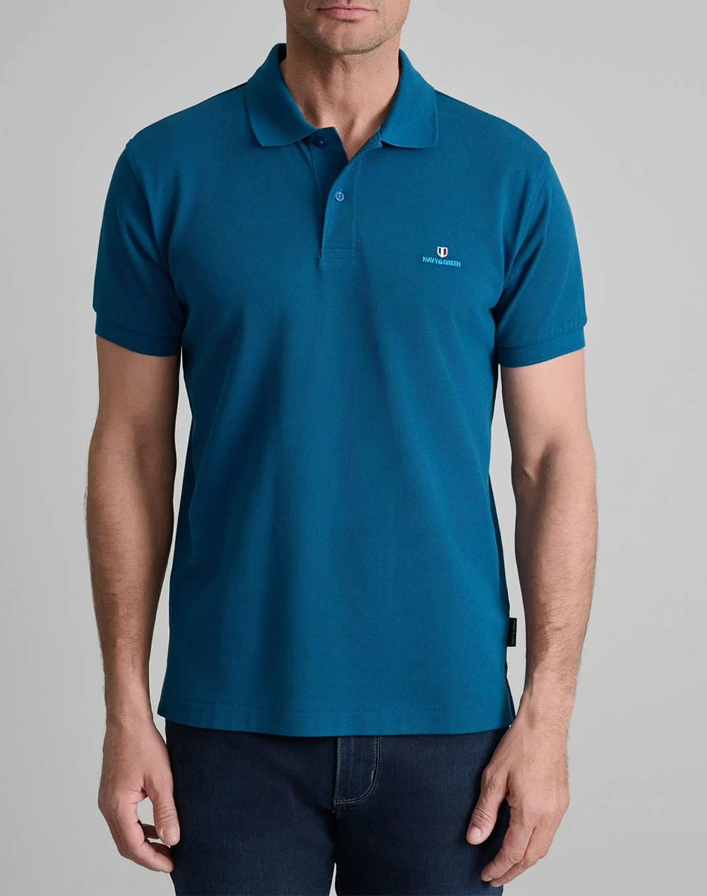 NAVY&GREEN BLUZA POLO MONOCROMA, CUSTOM FIT