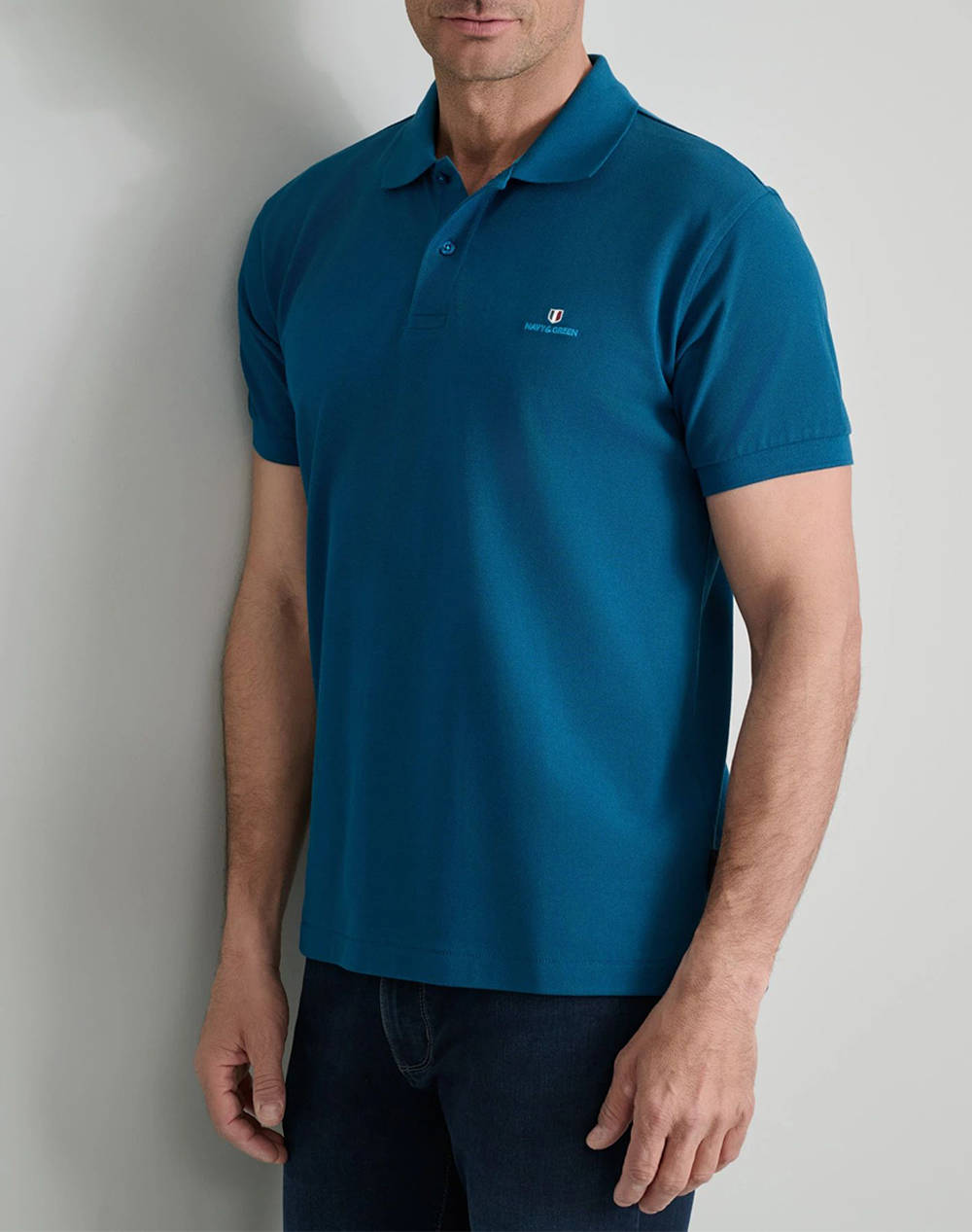 NAVY&GREEN BLUZA POLO MONOCROMA, CUSTOM FIT