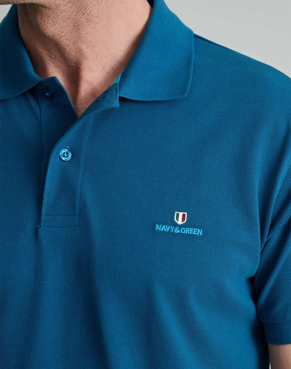 NAVY&GREEN BLUZA POLO MONOCROMA, CUSTOM FIT