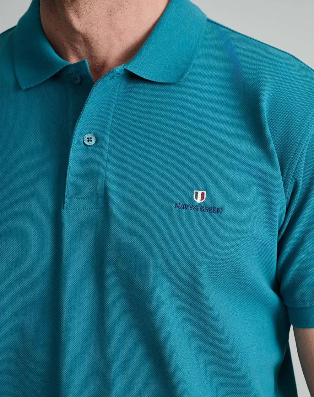 NAVY&GREEN BLUZA POLO MONOCROMA, CUSTOM FIT