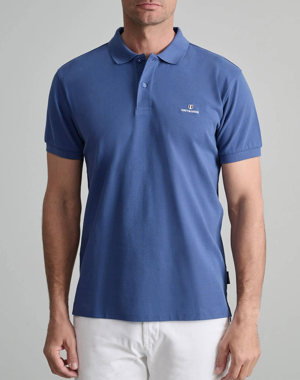 NAVY&GREEN BLUZA POLO MONOCROMA, CUSTOM FIT
