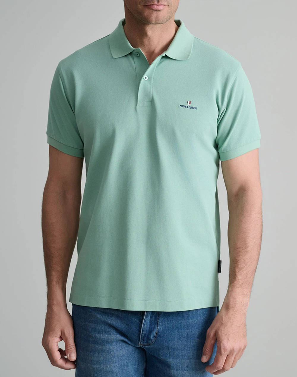 NAVY&GREEN BLUZA POLO MONOCROMA, CUSTOM FIT