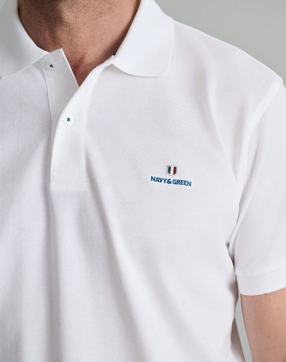 NAVY&GREEN BLUZA POLO MONOCROMA, CUSTOM FIT