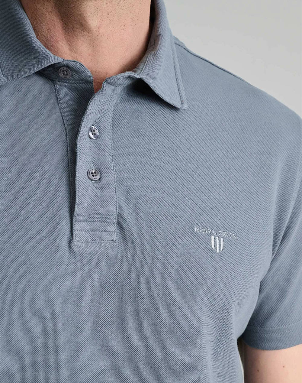 NAVY&GREEN BLUZA POLO PIQUE MONOCROMA