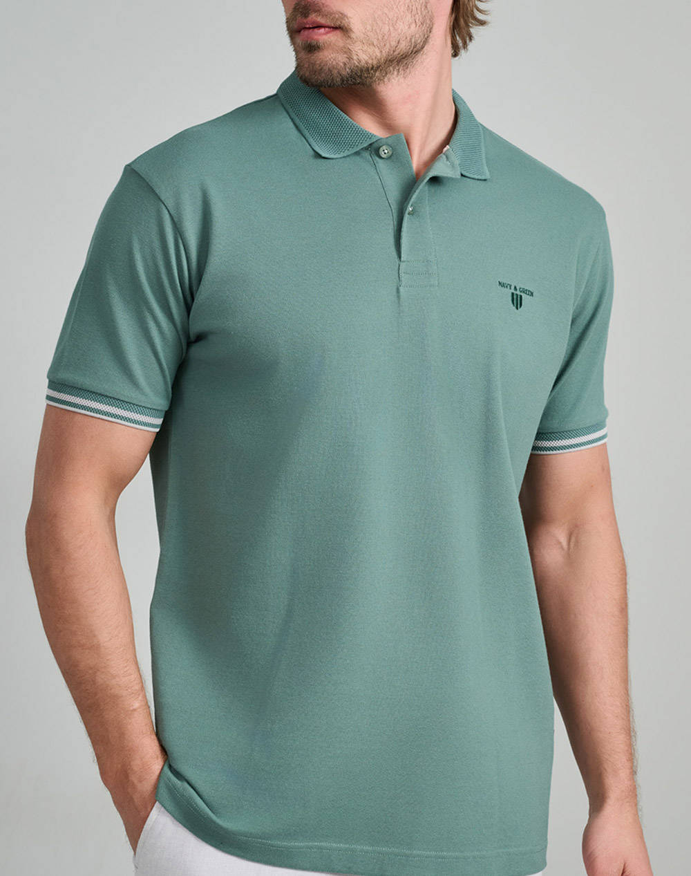 NAVY&GREEN BLUZA POLO