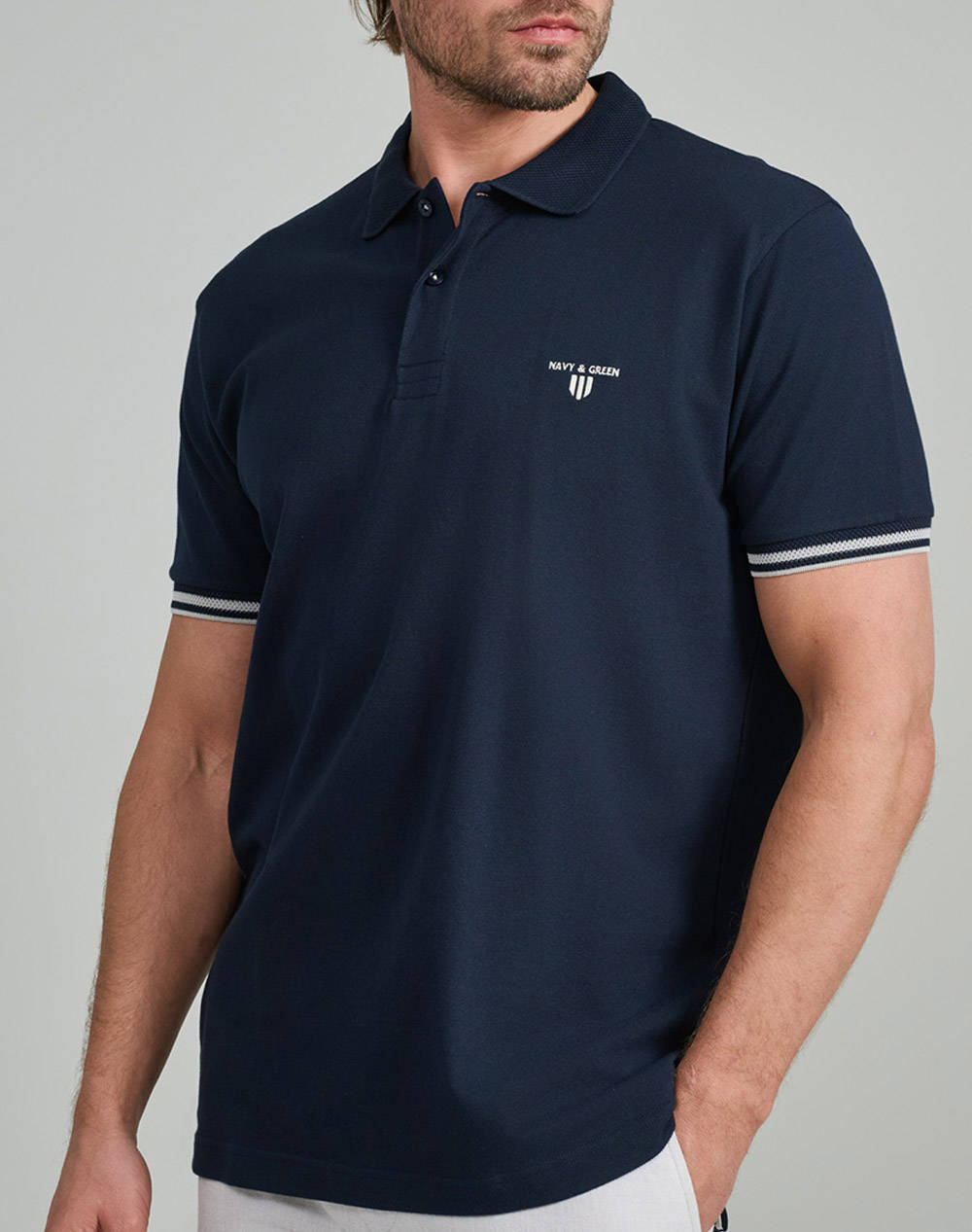 NAVY&GREEN BLUZA POLO