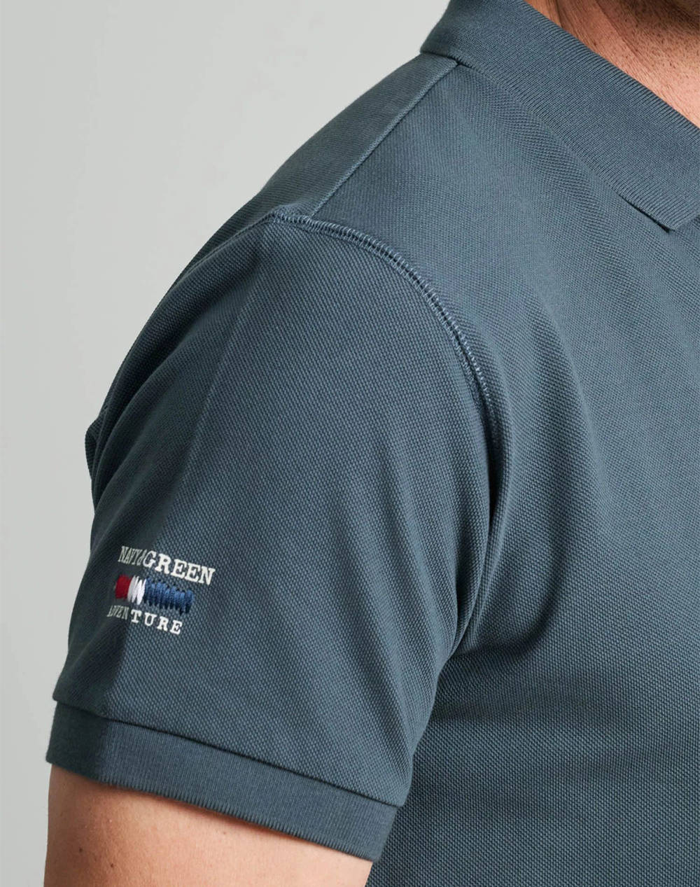 NAVY&GREEN BLUZA PIQUE POLO, CUSTOM FIT