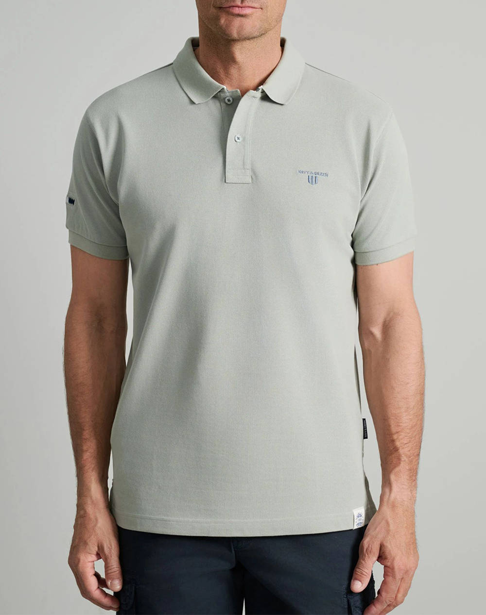 NAVY&GREEN BLUZA PIQUE POLO, CUSTOM FIT