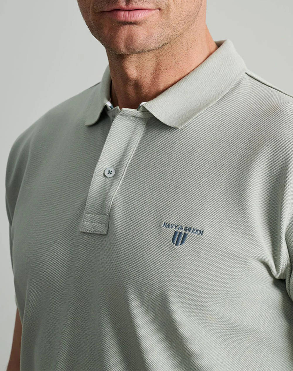 NAVY&GREEN BLUZA PIQUE POLO, CUSTOM FIT