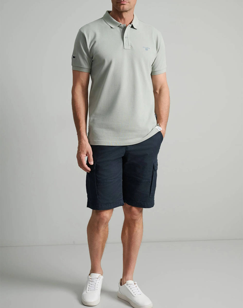 NAVY&GREEN BLUZA PIQUE POLO, CUSTOM FIT