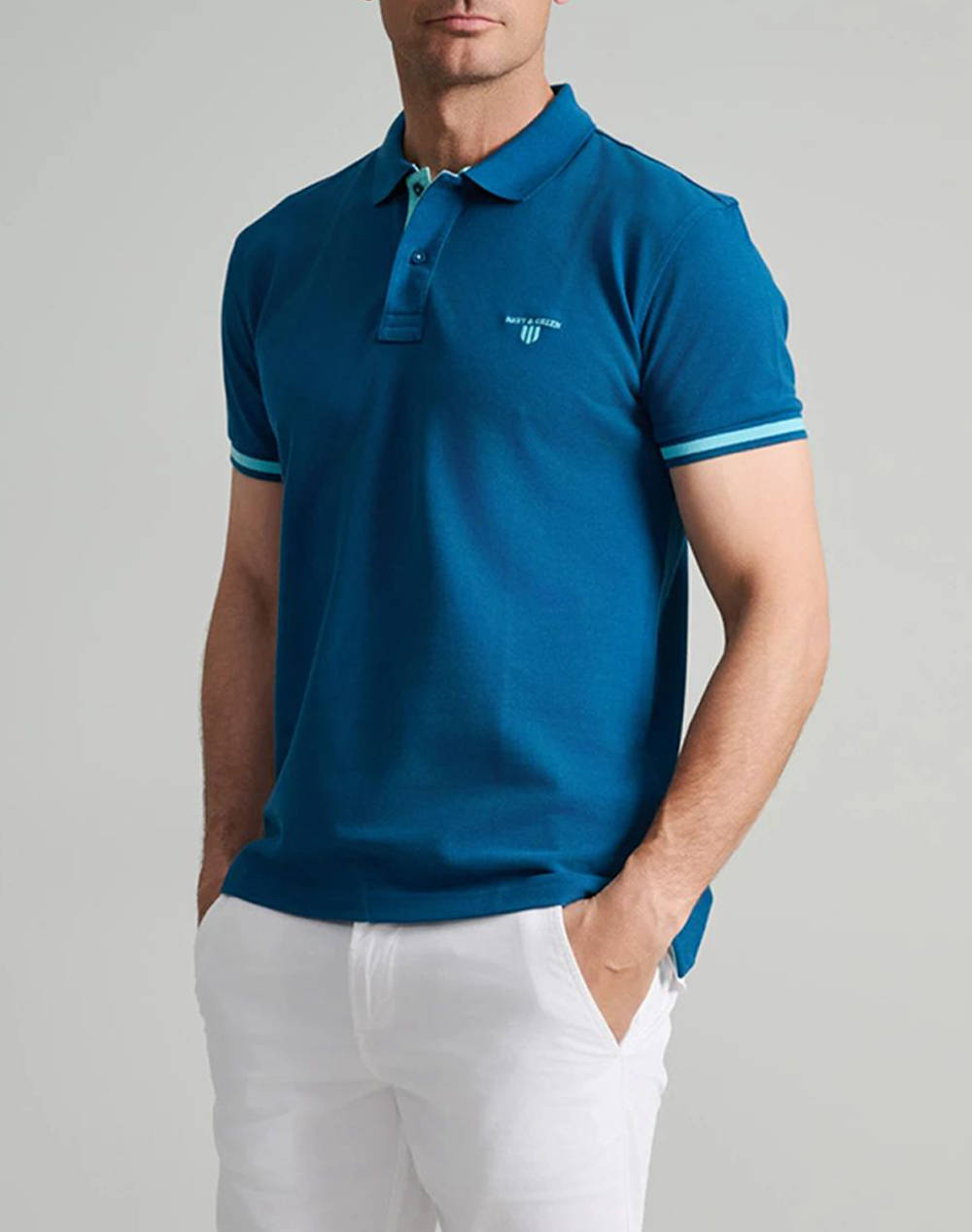 NAVY&GREEN BLUZA PIQUE POLO, YOUNG LINE