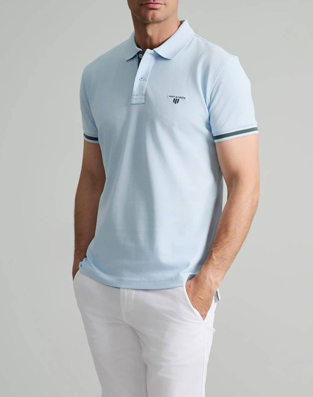 NAVY&GREEN BLUZA PIQUE POLO, YOUNG LINE