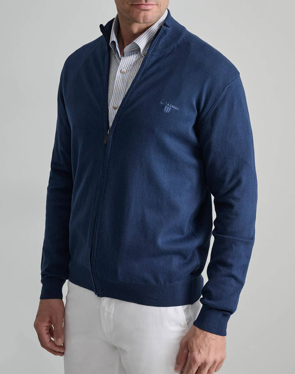 NAVY&GREEN CARDIGAN TRICOTAT FERMOAR