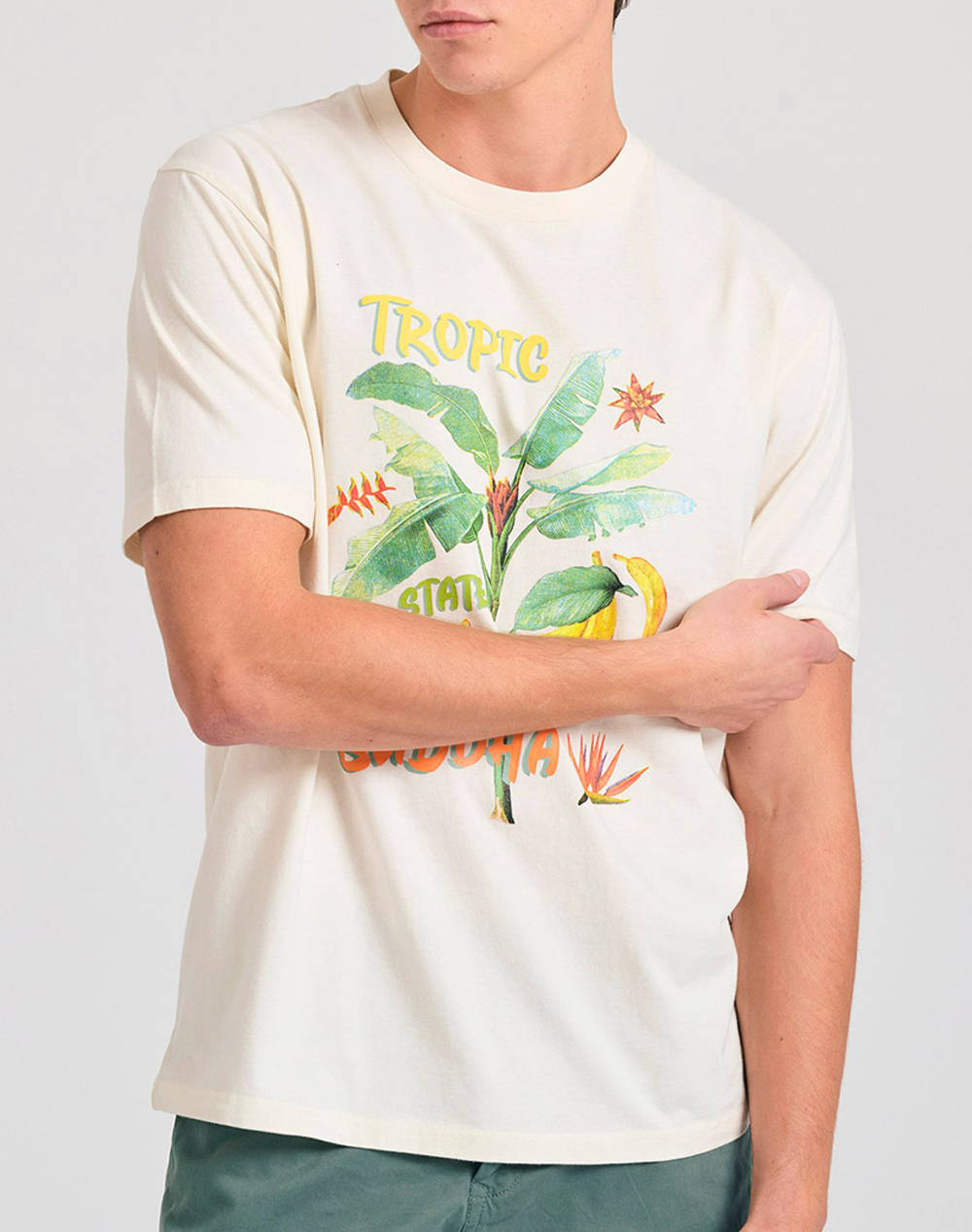 FUNKY Bluza de barbati cu maneca scurta si imprimeu