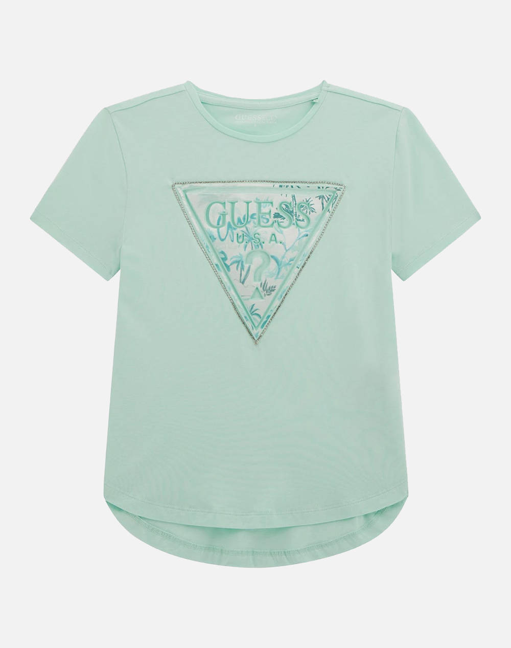 GUESS HIGH LOW SS T-SHIRT - MID ORGANIC CO STR JERSEY 160 BLUZA G