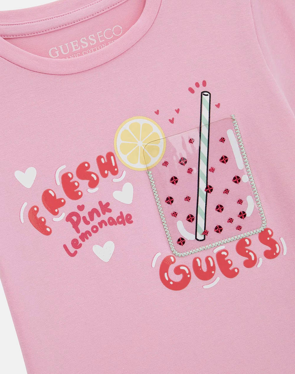 GUESS SS T-SHIRT - MID ORGANIC CO STR JERSEY 160 BLUZA DE COPII GIRL