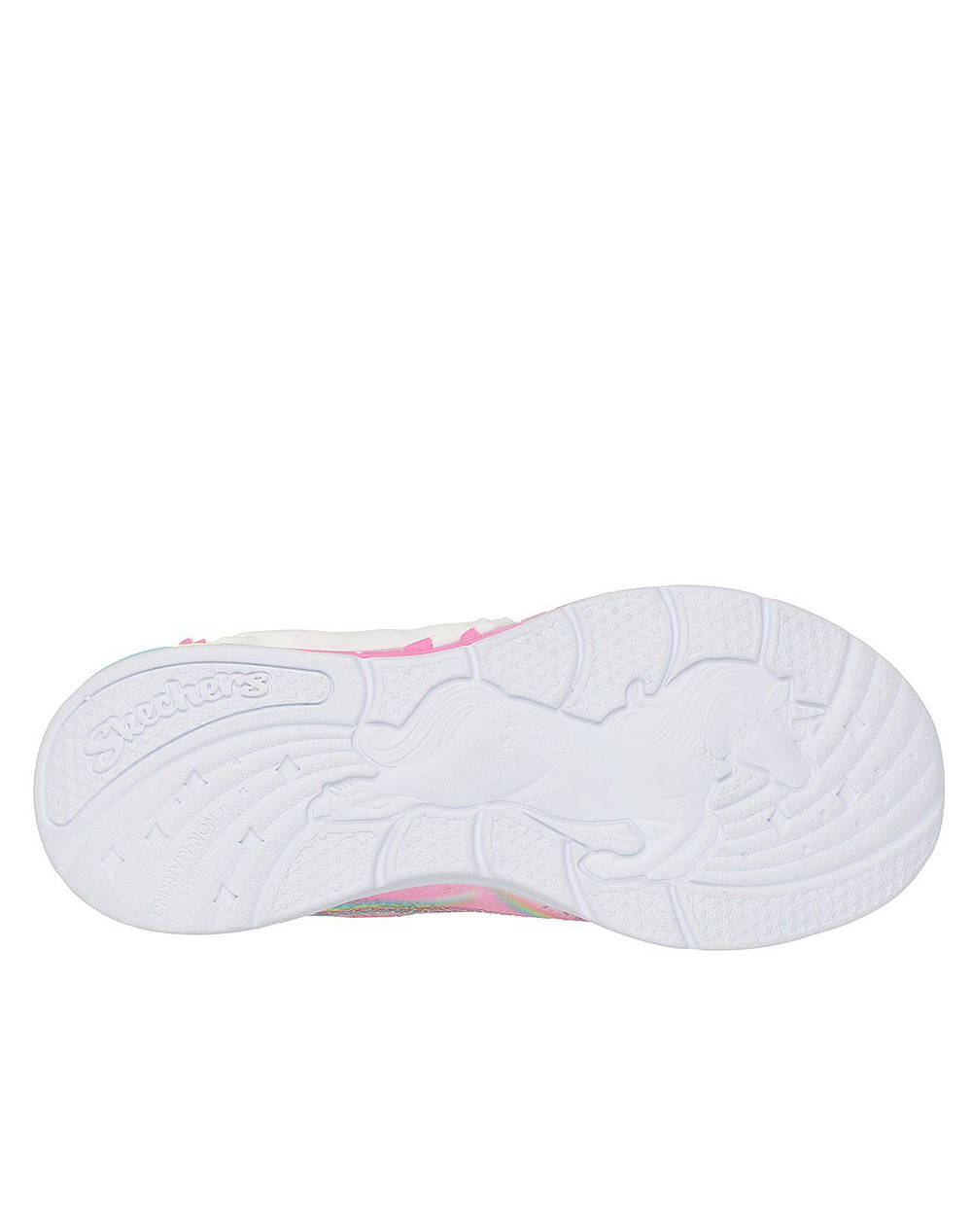 SKECHERS Lighted Unicorn Bungee & Gore Sneaker W/ Rainbow Glitter Print Upper