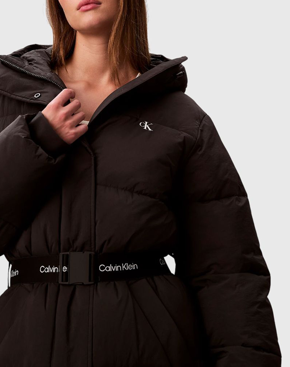 CALVIN KLEIN BELTED MIDWEIGHT LONG PUFFER