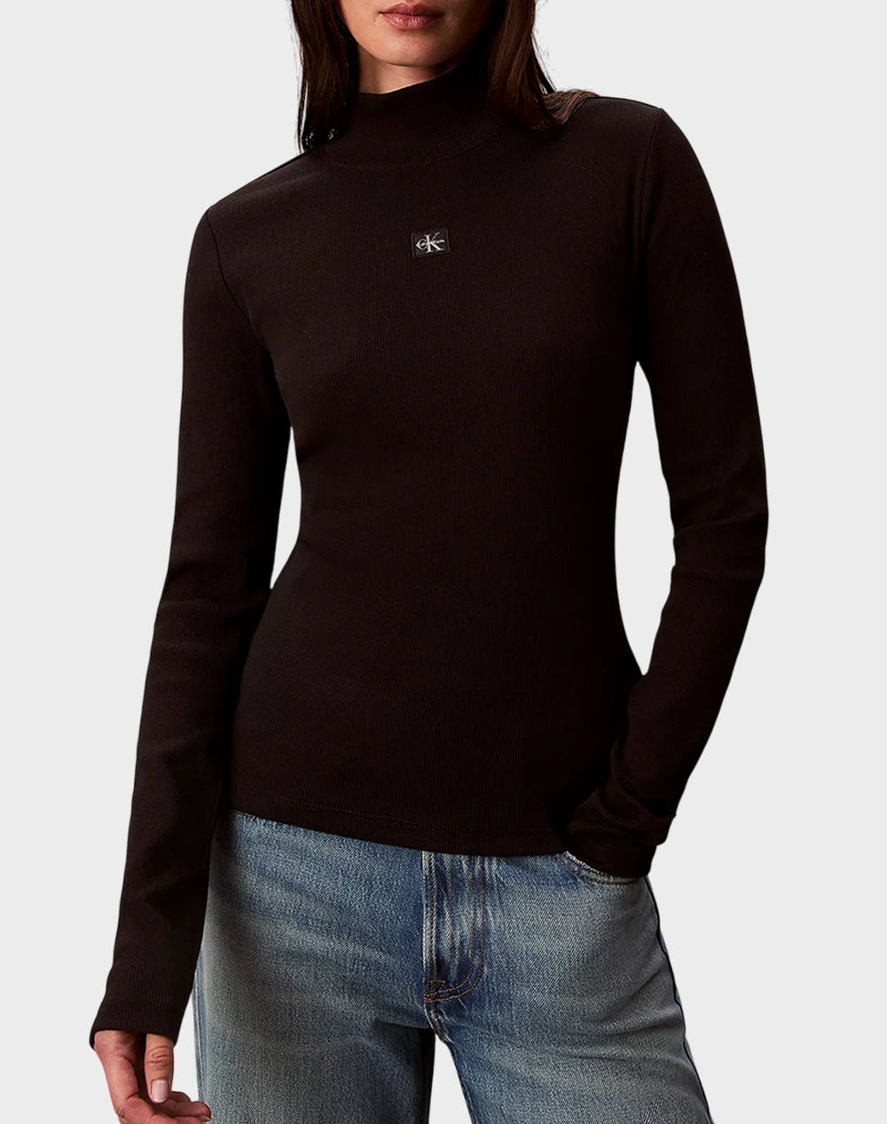 CALVIN KLEIN LS WOVEN LABEL TURTLENECK